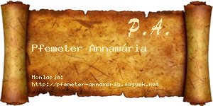 Pfemeter Annamária névjegykártya